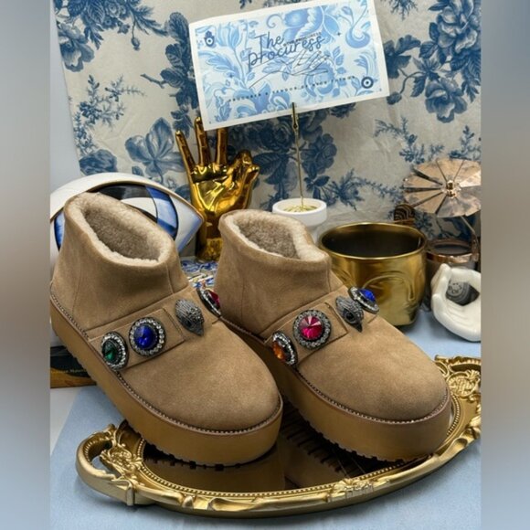 🆕 KURT GEIGER LONDON 🧿 NWOB Octavia Teddy Bootie, Sz EU37 US 7 - Picture 2 of 14